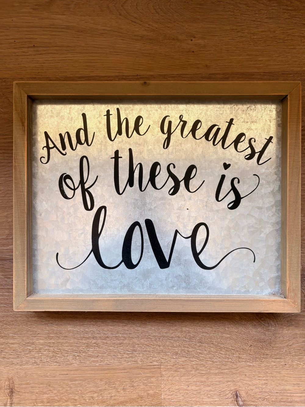 Hobby Lobby Silver and Brown Framed Home Decor Sign